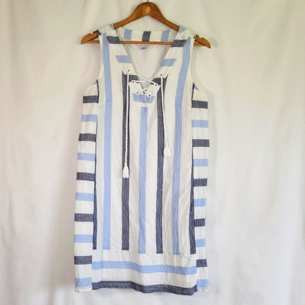 Southern Tide Striped Cotton Mini Shift Dress S